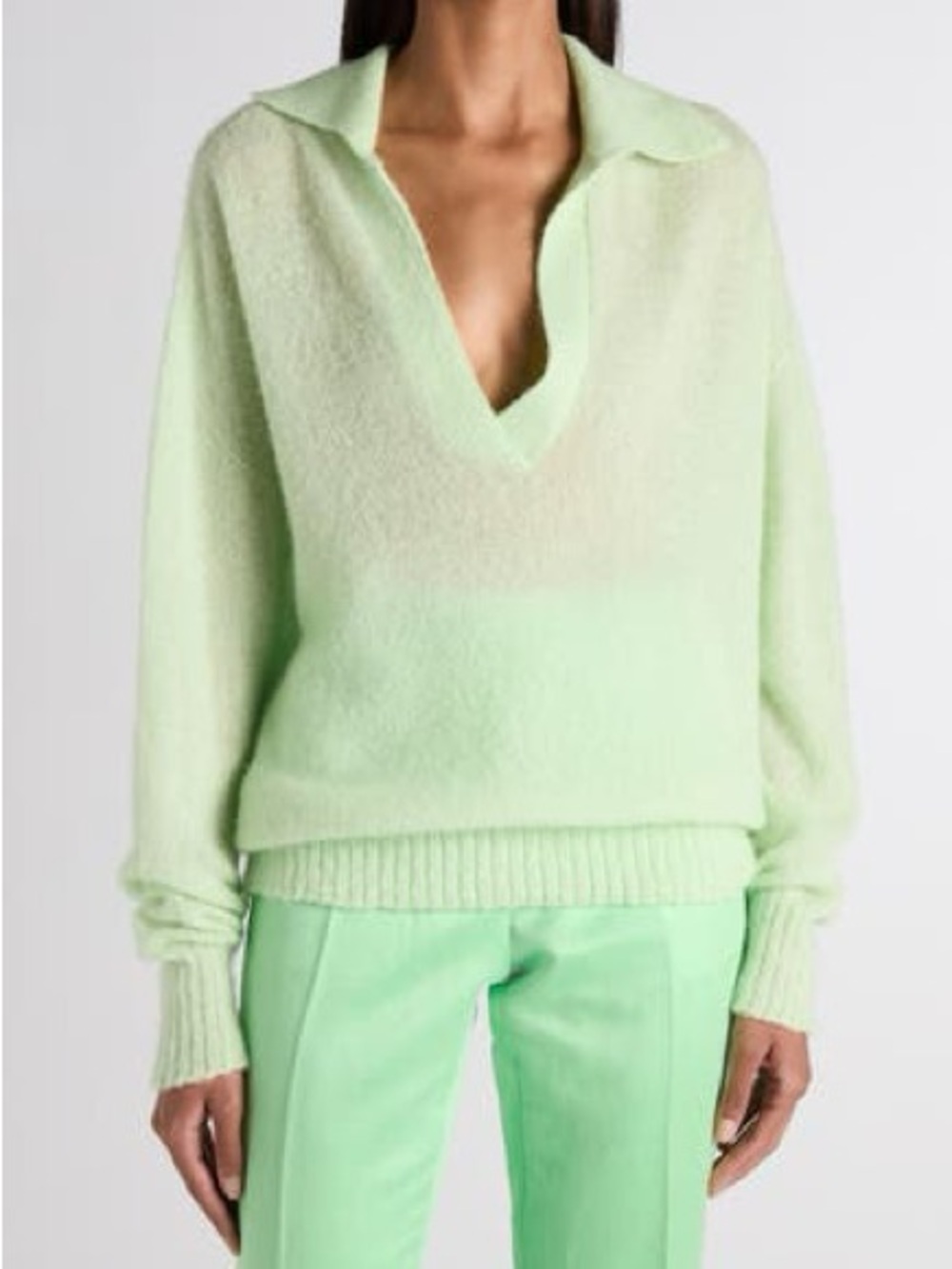 TOM FORD ULTRASOFT CASHMERE SILK OVERSIZED OPEN POLO COLLAR KNIT